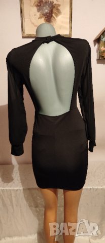 Елегантна черна къса рокля с гол гръб р-р S, снимка 9 - Рокли - 39226602