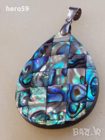 Двустранен Сребърен медальон със седеф.Авторска работа, снимка 1