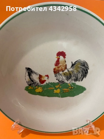 Luciano Collection. Винтидж порцеланова чиния с петел и кокошка., снимка 2 - Антикварни и старинни предмети - 52719208