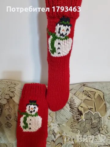 Ръчно  плетени  дамски  коледни  чорапи  размер  38, снимка 1