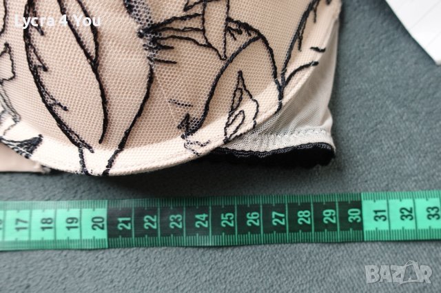 75B нов с етикет телесен цвят сутиен с черни бродерии върху тюл, снимка 5 - Бельо - 40781766