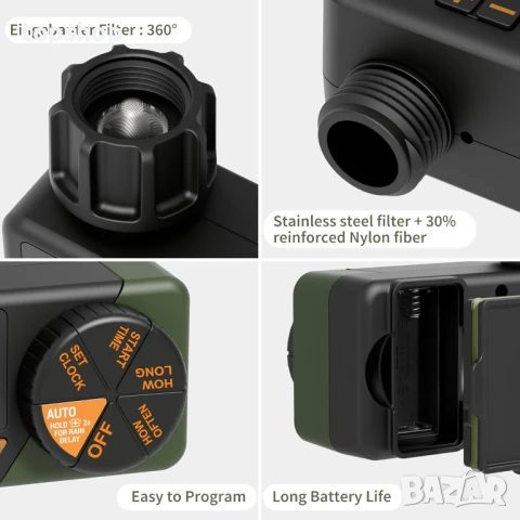 НОВ Таймер за поливане Diivoo със седмични и дневни програми, забавяне при дъжд дъжд, ръчно поливане, снимка 6 - Градински инструменти - 50742094