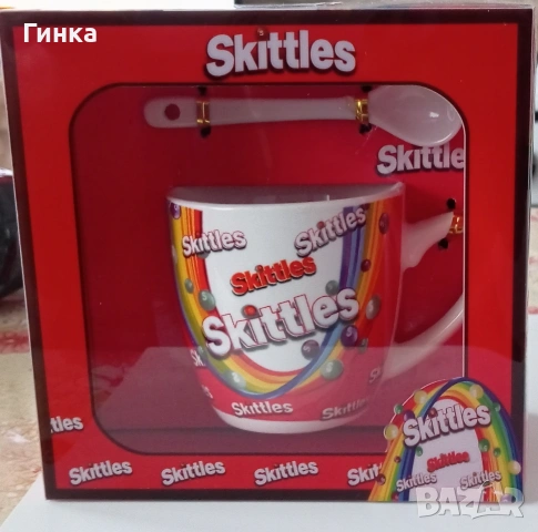 Чаша за кафе с лъжичка Skittles , снимка 2 - Чаши - 53510536
