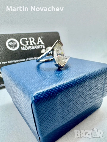 Сребърен пръстен с мойсанит (Диамант) 2.5 карата, снимка 9 - Пръстени - 53540928