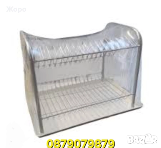 Сушилник за чинии две нива дебели тръби металик без кош за прибори
