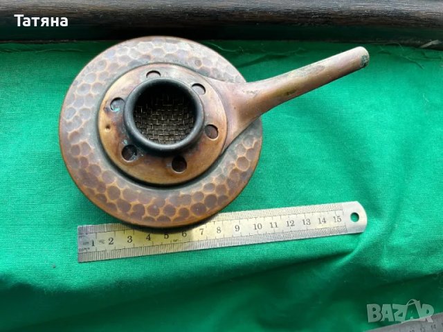 Стара швейцарска газова лампа от мед, спиртник, снимка 1