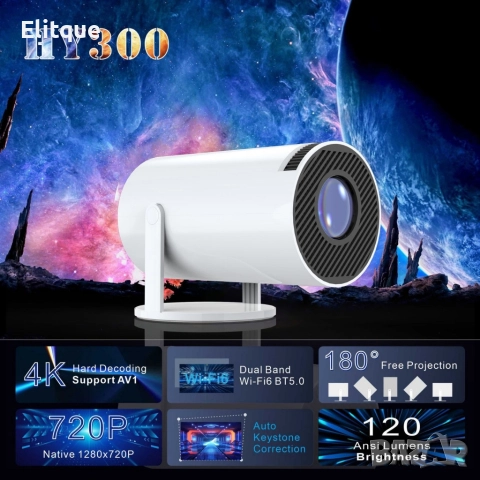 Преносим мини проектор,Android 11,HDMI връзка,USB,AV, Audio jack3.5mm,ротация на 180 градуса, снимка 6 - Плейъри, домашно кино, прожектори - 52843118