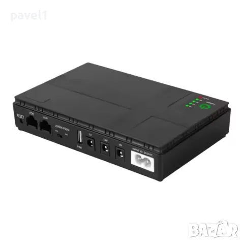 НОВ UPS рутер DC1036P, 10400mAh, 36W, изход 5V/9V/12V/12V/24V, PoE, LAN, USB, Черен, снимка 2 - UPS захранвания - 48082564