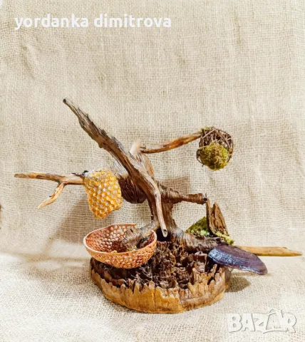 Ексклузивно коледно намаление! Медена пита. Композиция от естествено дърво. 