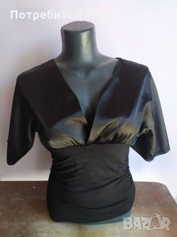 Черна блуза, снимка 2 - Блузи с дълъг ръкав и пуловери - 32781962