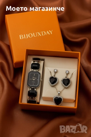 Дамски комплект часовник + обеци и колие от медицинска стомана, снимка 4 - Бижутерийни комплекти - 53110191