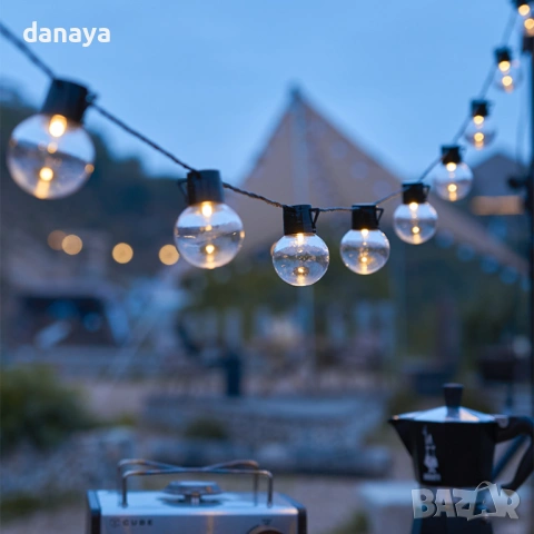 6430 Соларни лампички за градина Соларен гирлянд с 20 LED топки, 5 метра, снимка 5 - Градински мебели, декорация  - 53534901