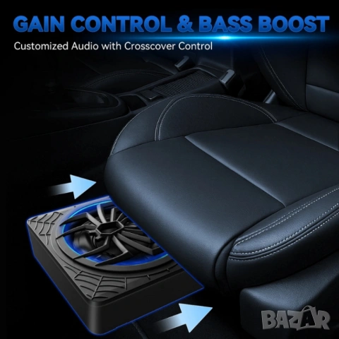 Компактен 10” автомобилен 1200W(peak) активен субуфер с RGB динамична подсветка и контрол на басите, снимка 3 - Аксесоари и консумативи - 53449054
