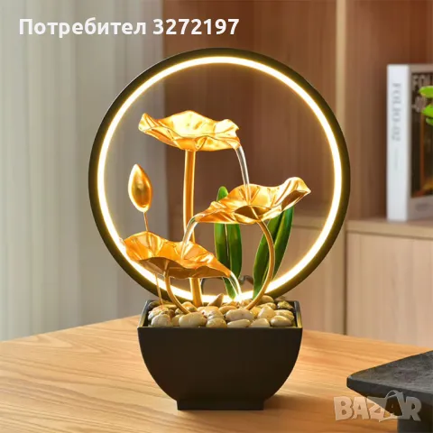USB 3-степенен релаксиращ настолен,водопад-фонтан,LED пръстеновидна светлина, снимка 3 - Декорация за дома - 48785551