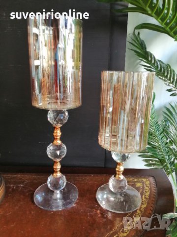 Луксозни стъклени свещници, снимка 2 - Декорация за дома - 38285420