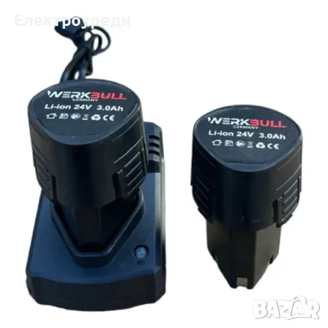 Немски Двускоростен Винтоверт WerkBull 25 части + две батерии 24v 3Ah, снимка 3 - Винтоверти - 47619551