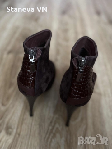 Кафеви боти GiAnni, естествен велур, отлично състояние, 38, снимка 3 - Дамски боти - 52788409