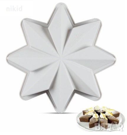 Голяма ръбата звезда ромбове силиконова форма за кекс торта сладкиш десерт  молд, снимка 1 - Форми - 27896505