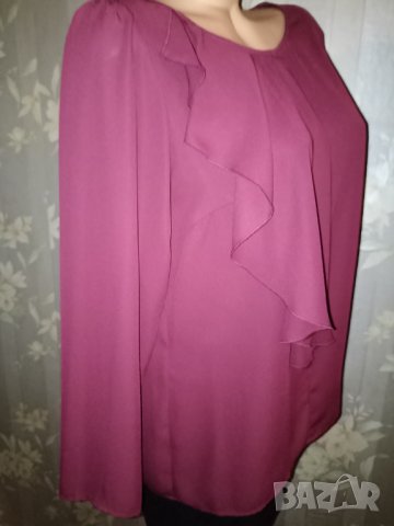 Dika - M, L-Перфектна официална блуза от шифон в бордо, снимка 2 - Корсети, бюстиета, топове - 38401449