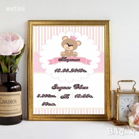 Детска /бебешка/ визитка с данни на детенцето и дизайн по Ваш избор, снимка 13 - Други - 28623694