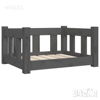 vidaXL Кучешко легло, Сиво, 55,5x45,5x28 см, борова дървесина масив（SKU:820184, снимка 1