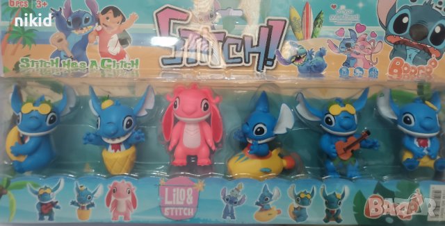 6 бр Лило и Стич Stitch големи пластмасови фигурки играчки фигурка играчка за игра и торта, снимка 1 - Фигурки - 44112825
