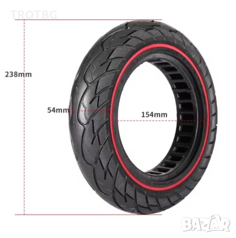 Плътна гума 10x2.125 за KuKirin G2 Max / M4 / M4 Pro и Xiaomi 1S / M365 / M365 Pro / Mi Pro / Pro2, снимка 2 - Други спортове - 52588077