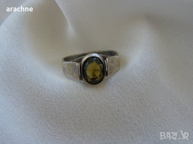 Рядък стар сребърен немски пръстен с флуоресциращ флуорит, снимка 4 - Пръстени - 36601529
