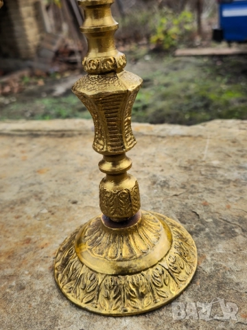 Масивен Бронзов Свещник Петица, снимка 5 - Декорация за дома - 52327276