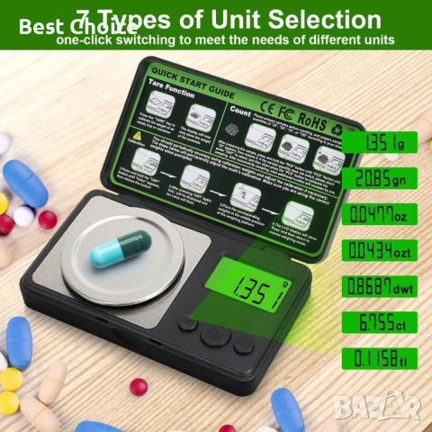 Прецизна везна 0.001g/50g с 7 мерни единици, инокс, снимка 10 - Везни - 53054315