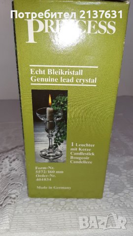 НОВ ! Неразпечатван НЕМСКИ Комплект СВЕЩНИК от СТЪКЛО със конусовидна свещ , снимка 2 - Декорация за дома - 38498169