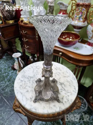 Антикварна колекционерска кристална  висока чаша бокал ваза ART Nouveau , снимка 3 - Антикварни и старинни предмети - 50023905