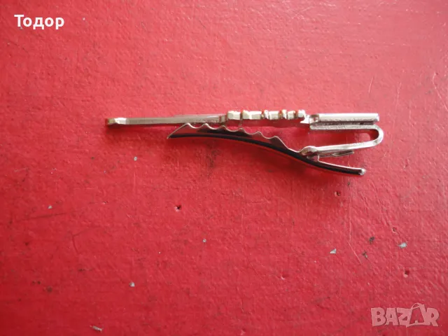 Уникална позлатена щипка за вратовръзка снайпер , снимка 3 - Други - 49606380