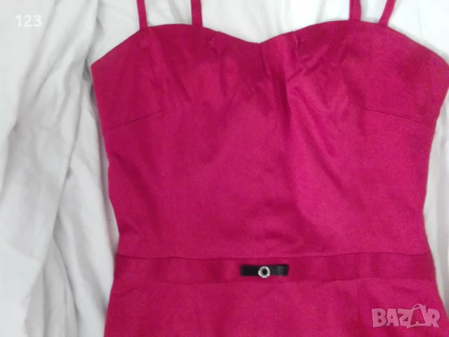 Елегантна сатенена червена рокля с камъчета-диамантчета и горна част, снимка 6 - Рокли - 50647910