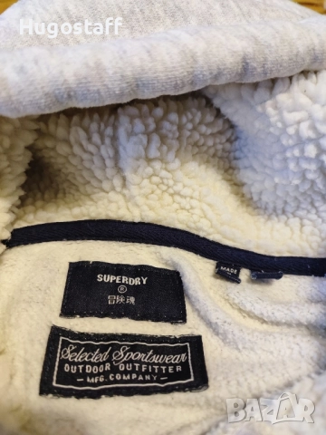 Оригинален суитчър худи яке горнище Супердрай Superdry Сив качулка М, снимка 7 - Якета - 52091640