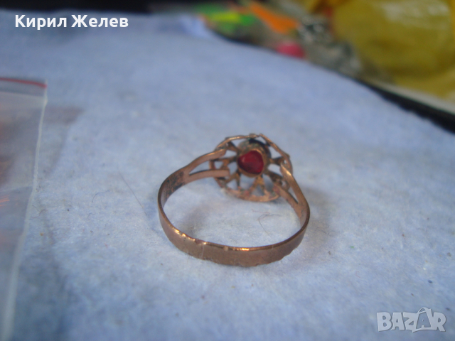 СТАРИНЕН МЕДЕН с ПОЗЛАТА СКЪПОЦЕНЕН РЕТРО ПРЪСТЕН с ГРАНАТ РЪЧНА МАЙСТОРСКА ИЗРАБОТКА 19694, снимка 13 - Антикварни и старинни предмети - 36421877