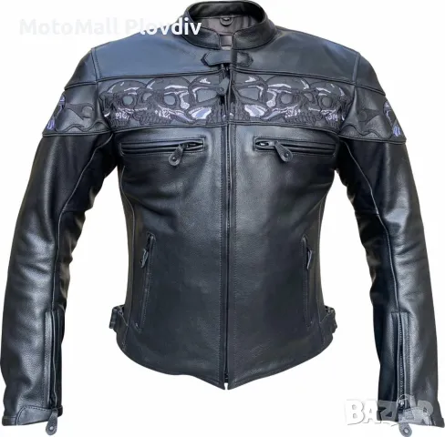 Кожено яке MotoMall Skull Chopper Master естествена кожа размери от S до 8XL 