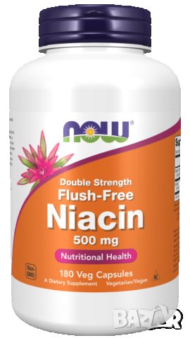 Now Niacin 500 mg, 180tab Double Strength Flush-Free, Ниацин, Витамин Б-3, Vitamin B-3, снимка 2 - Хранителни добавки - 43747949