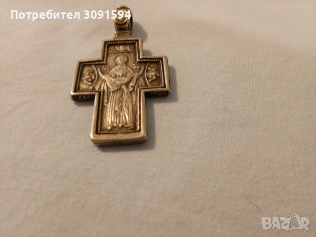 Сребърен кръст с оксидация – светлина и закрила размер 4,см -3грама, снимка 4 - Антикварни и старинни предмети - 53013417
