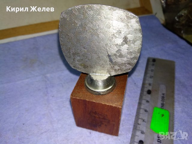 СТАРА ИНТЕРЕСНА НАГРАДА " СРЕБЪРНА " За 2-ро МЯСТО МЕТАЛНА с ДЪРВЕН ПОСТАМЕНТ 41344, снимка 2 - Колекции - 43980885