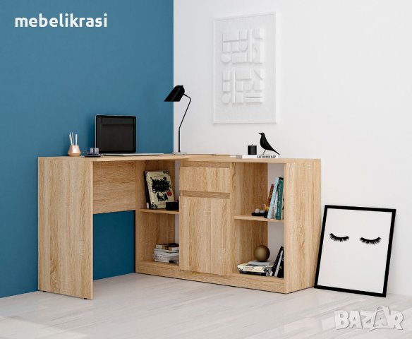 Модулно бюро с шкаф Аполо 2 - Дъб сонома, снимка 2 - Етажерки - 36713882