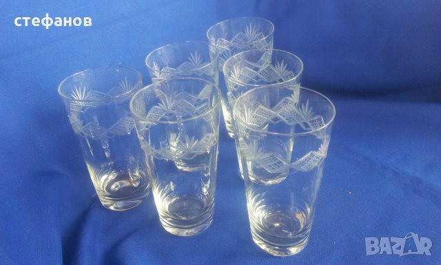 Чаши за безалкохолно 6 бр с гравюра тънко стъкло