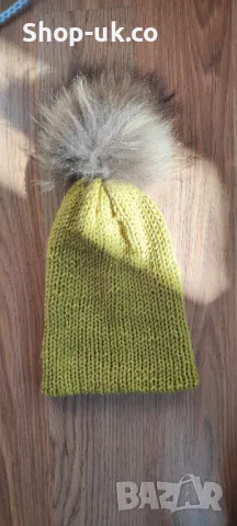 💛Страхотна шапка с естествен косъм 💛, снимка 3 - Шапки - 47843292