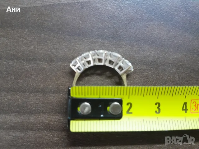 Златен пръстен с 5 камъка, снимка 3 - Пръстени - 49033851