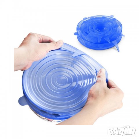 Силиконови вакуумни универсални капаци за храна и съдове - 6 броя, снимка 5 - Аксесоари за кухня - 33189434