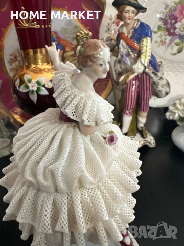 Volkstedt Фолкщед Germany  Curca 1945 (Älteste Volkstedter Porzellanmanufaktur) Dresden Lace , снимка 12 - Антикварни и старинни предмети - 52939076