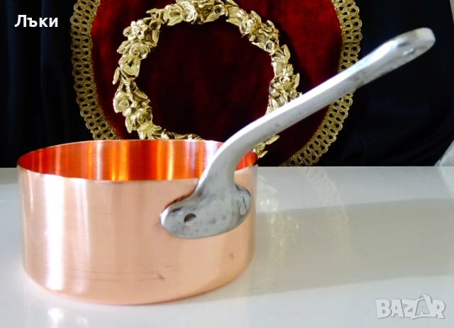 Медна тенджера 750 мл.,чиста червена мед. , снимка 2 - Антикварни и старинни предмети - 52566600
