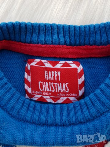 Коледен пуловер 3-6 месеца , снимка 5 - Бебешки блузки - 26219869