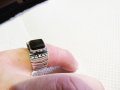 Стар мъжки сребърен пръстен с черен оникс и блестящи циркони - притежавай го и бъди готин, снимка 3