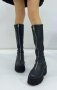 Ботуши на платформа - черна кожа - BG10, снимка 2